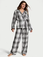 Flannel Wrap Long Pajama Set