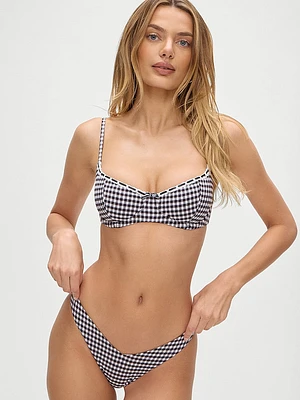 Enzo Seersucker Gingham Bikini Bottom