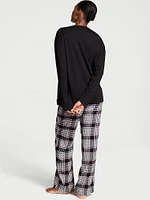 Flannel Long-Sleeve Tee-Jama Set