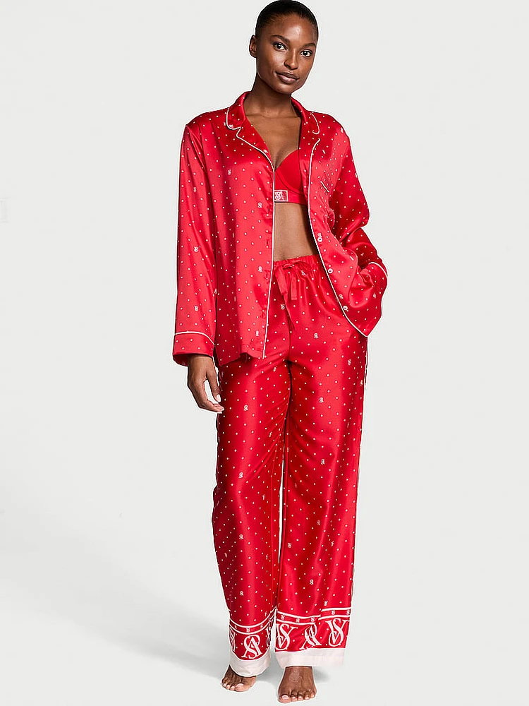 Glazed Satin Long Pajama Set