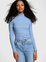 Multi Rib Mock-Neck Long-Sleeve Tee