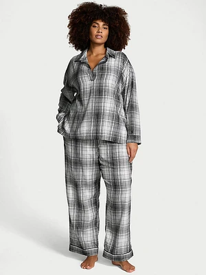 Flannel Popover Long Pajama Set