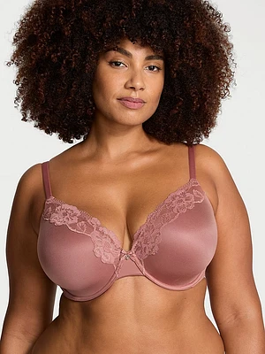 Lightly Lined Full-Coverage Lace-Trim Bra