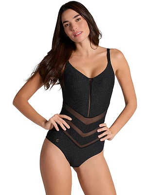 Tulle Cutout One-Piece Swimsuit