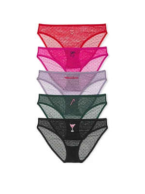 5-Pack Dotted-Mesh Bikini Panties