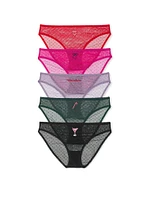 5-Pack Dotted-Mesh Bikini Panties