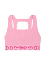 Seamless Hearts Square-Neck Longline Sports Bra