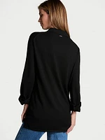 Luxe Crème Knit Button-Up Shirt