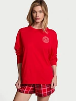 Flannel Long-Sleeve Short Tee-Jama Set