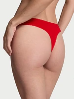 Stretch Cotton High-Leg Scoop Thong Panty