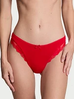 Stretch Cotton High-Leg Scoop Thong Panty