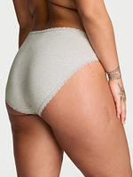 Lace-Trim Cotton High-Leg Brief Panty