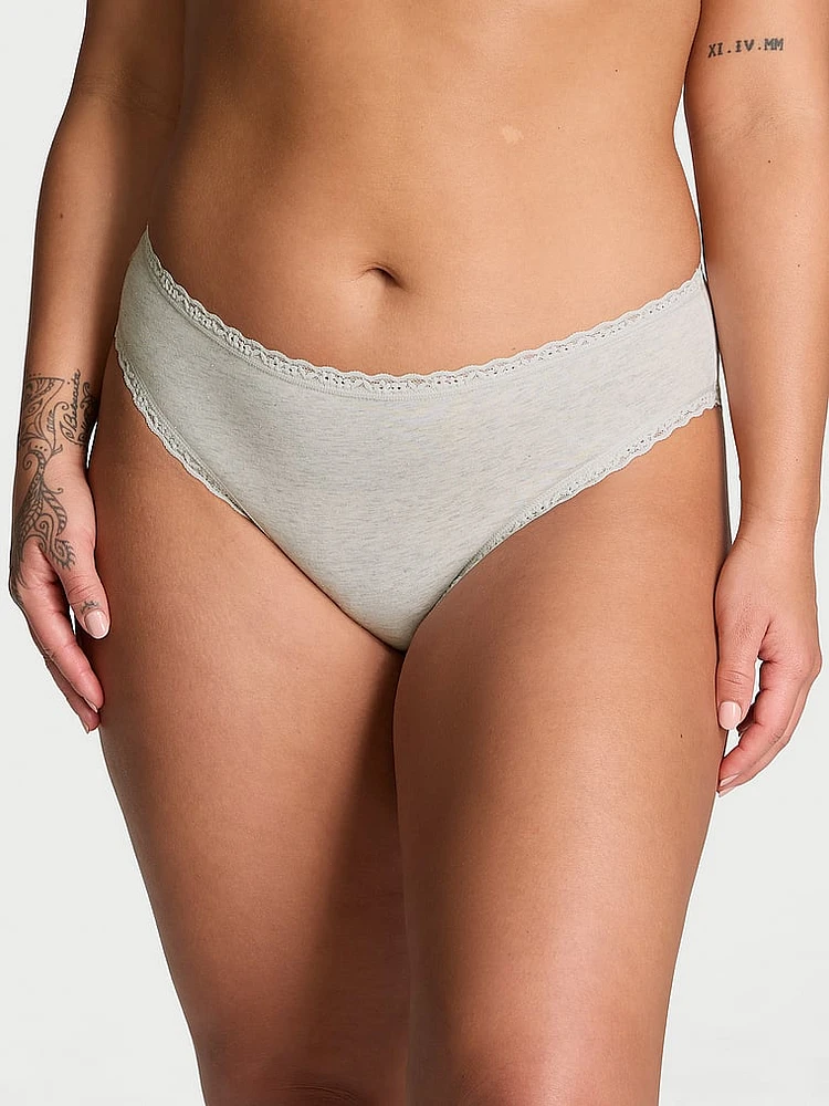 Lace-Trim Cotton High-Leg Brief Panty