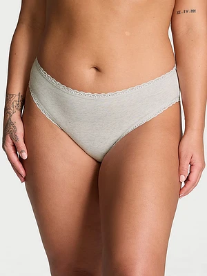 Lace-Trim Cotton High-Leg Brief Panty