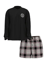 Flannel Long-Sleeve Short Tee-Jama Set