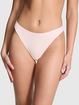 Logo Cotton High-Leg Thong Panty