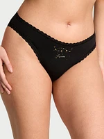 Lace-Waist Heather Rib Bikini Panty