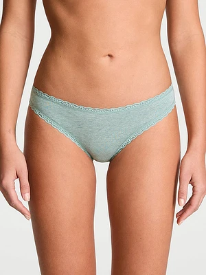 Lace-Waist Heather Rib Bikini Panty