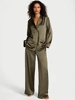 Luxe Satin Double -Breasted Long Pajama Set