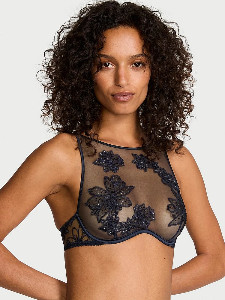 Ziggy Noir Embroidery High-Neck Unlined Bra Top