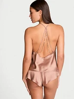 Very Sexy Starstruck Satin Chain Cami & Flutter Short Set