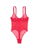 Tease Heart Mesh Unlined Demi Bodysuit