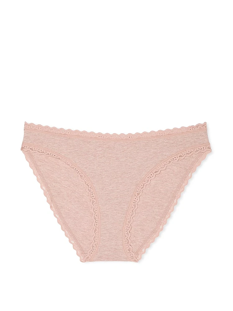 Lace-Waist Heather Rib Bikini Panty