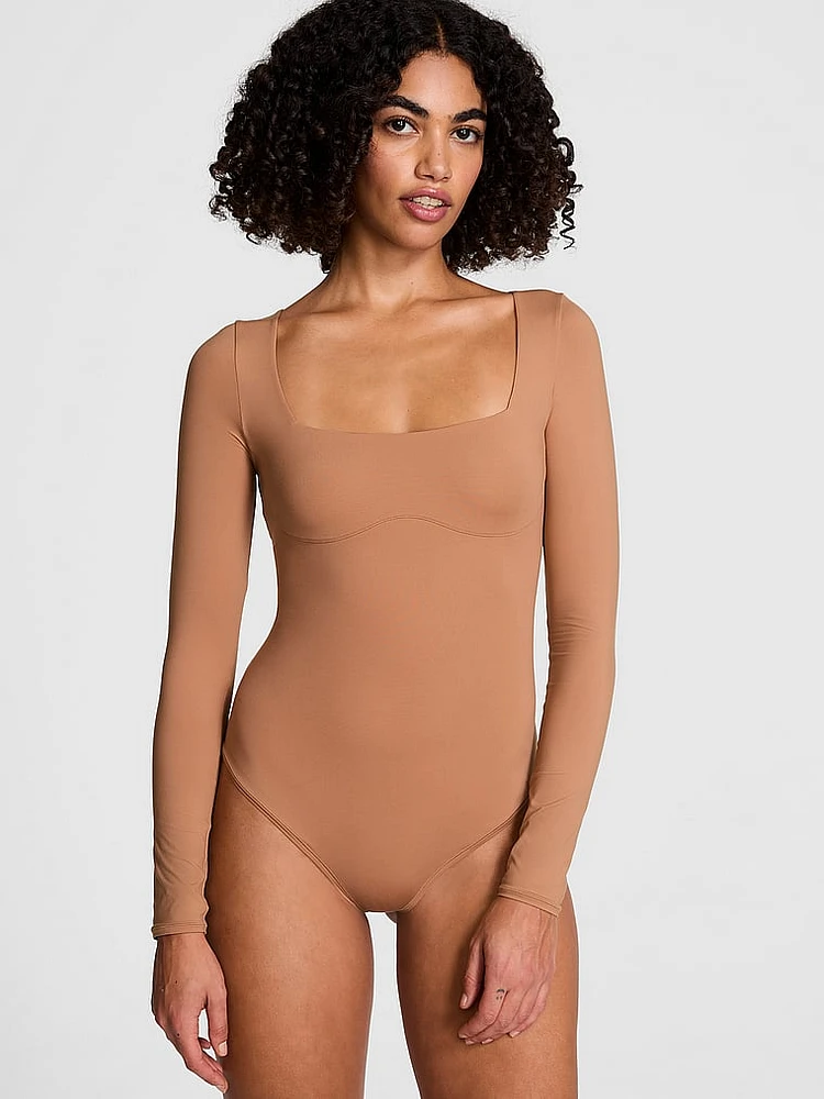 Base Stretch Square-Neck Long-Sleeve Bodysuit