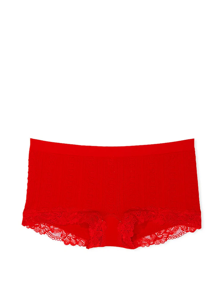 Seamless Lace-Trim Boyshort Panty