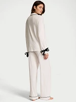 Modal Soft Velvet-Trim Long Pajama Set