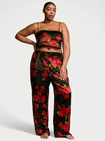 Rose Satin Cropped Cami Pajama Set