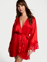 Victoria's Secret Dream Satin & Lace Trim Robe