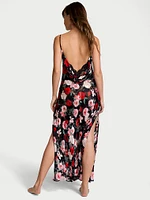 Atelier Victoria's Secret Noir Burnout Satin Plunge Gown