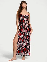 Atelier Victoria's Secret Noir Burnout Satin Plunge Gown