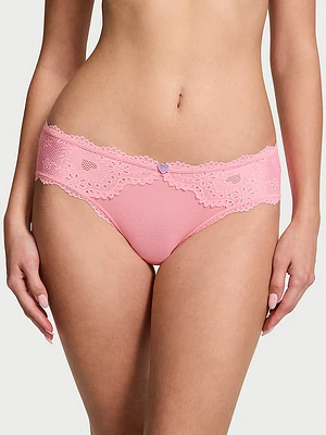 Stretch Cotton Dot Mesh Hiphugger Panty