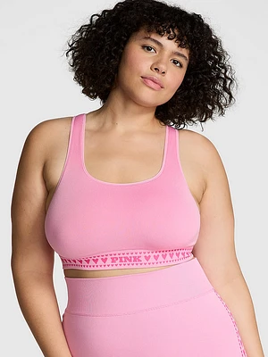 Seamless Hearts Square-Neck Longline Sports Bra