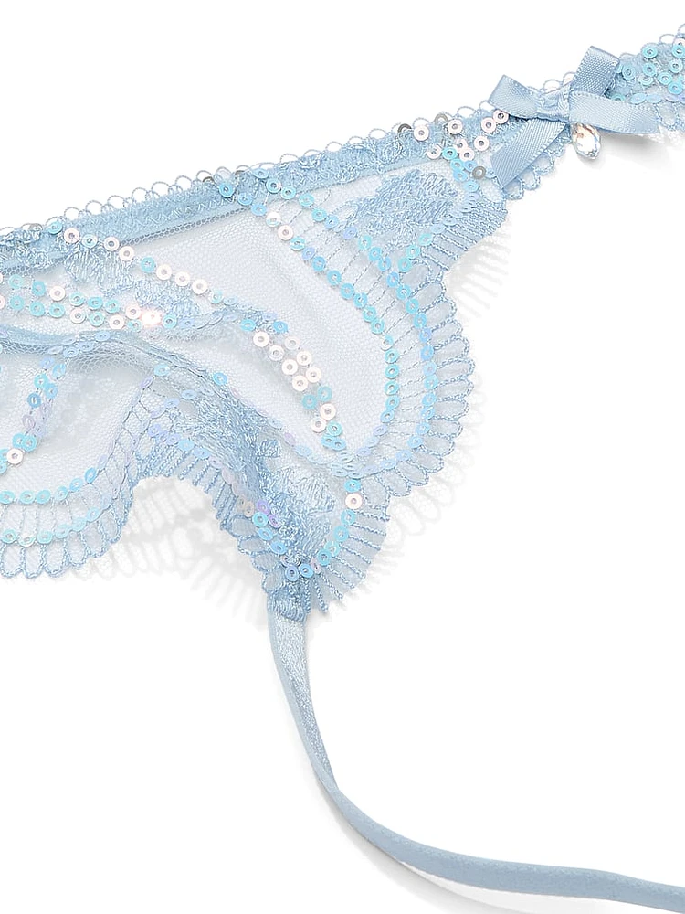 Iridescent Embroidery Garter Belt