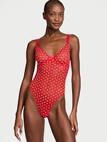 Tease Heart Mesh Unlined Demi Bodysuit