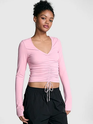 Relay Ruched Long-Sleeve Top