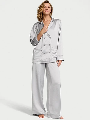 Luxe Satin Double-Breasted Long Pajama Set