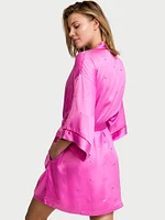 Glazed Satin Dew Drop Heart Short Robe