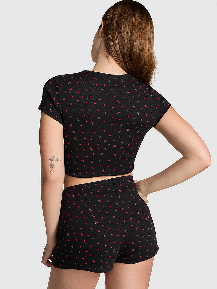 Cotton Heart Pointelle Sleep Shorts