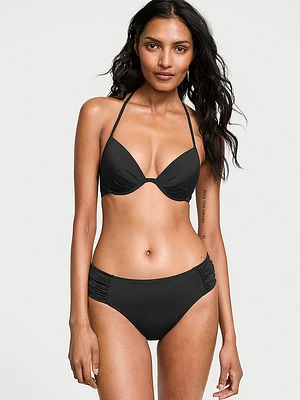 Essential Shirred Mid-Rise Bikini Bottom