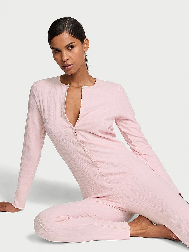 Heart Pointelle Long Sleep Romper