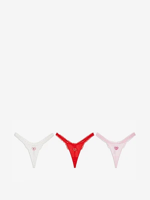 3-Pack Candy Heart Thong Panties