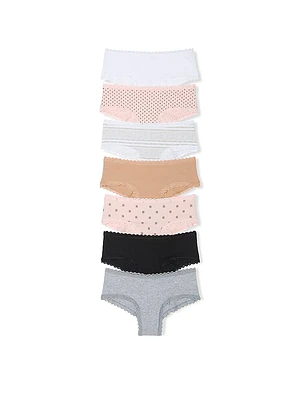 7-Pack Lace-Trim Cotton Cheeky Panties