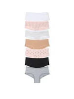 7-Pack Lace-Trim Cotton Cheeky Panties