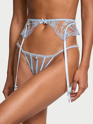 Iridescent Embroidery Garter Belt