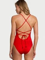 Rosette Plunge One-Piece Swimsuit
