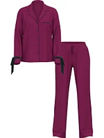 Modal Soft Velvet-Trim Long Pajama Set